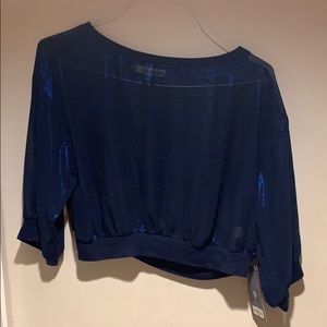 Jennifer Lopez Blue Metallic Top